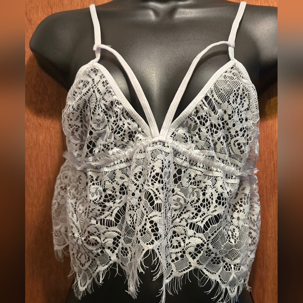 Free People Black & White Lace Bralette Duo SzM X2 - Picture 8 of 12